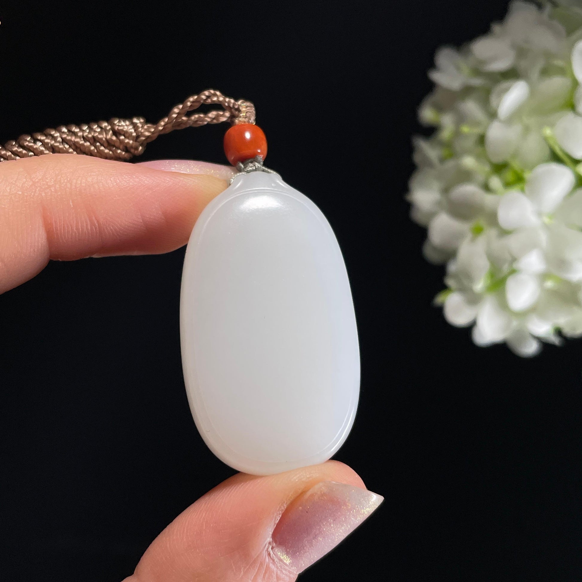 和田玉羊脂白玉“月光信封”平安无事牌（yc327460）