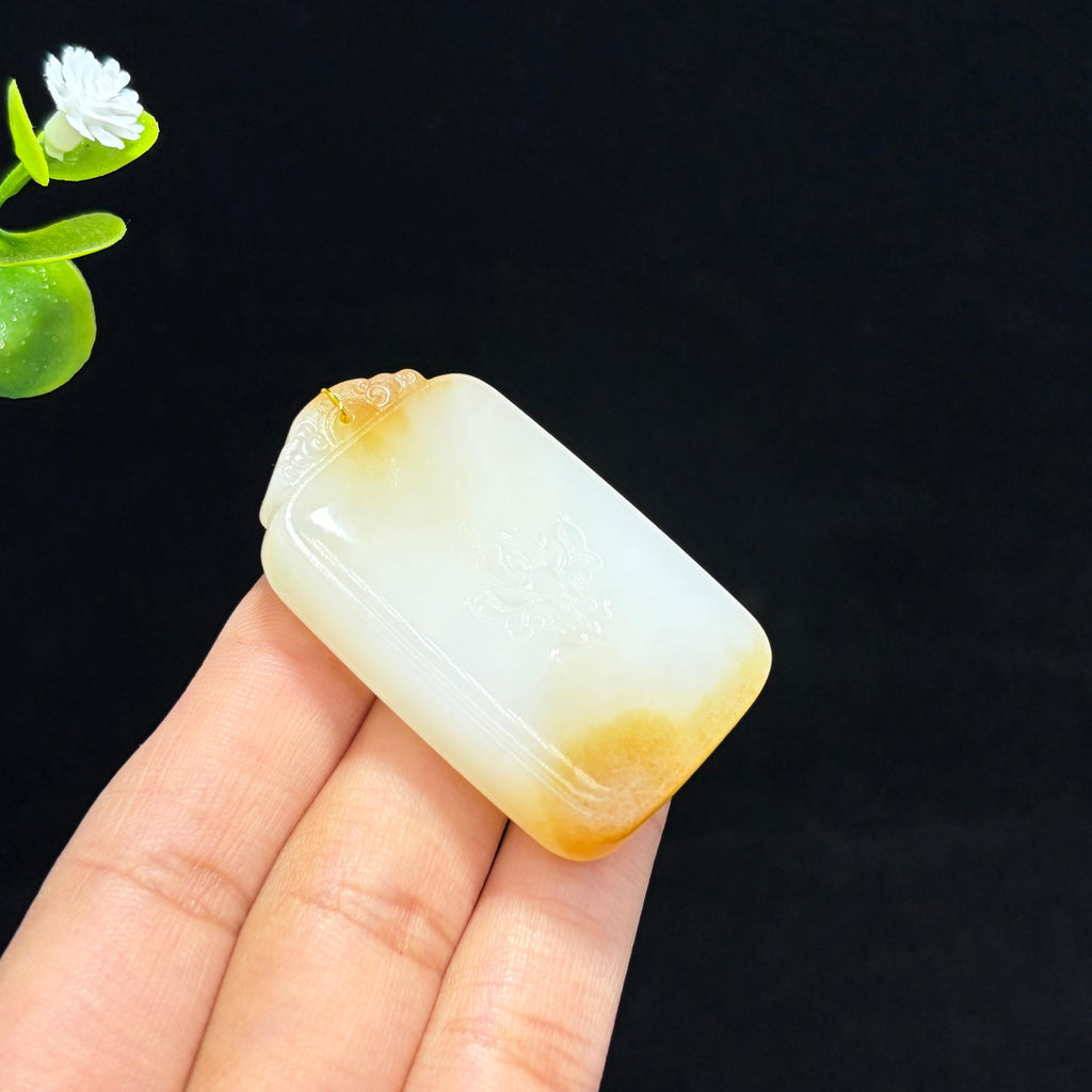 和田糖白玉花开富贵挂件（yc775390）