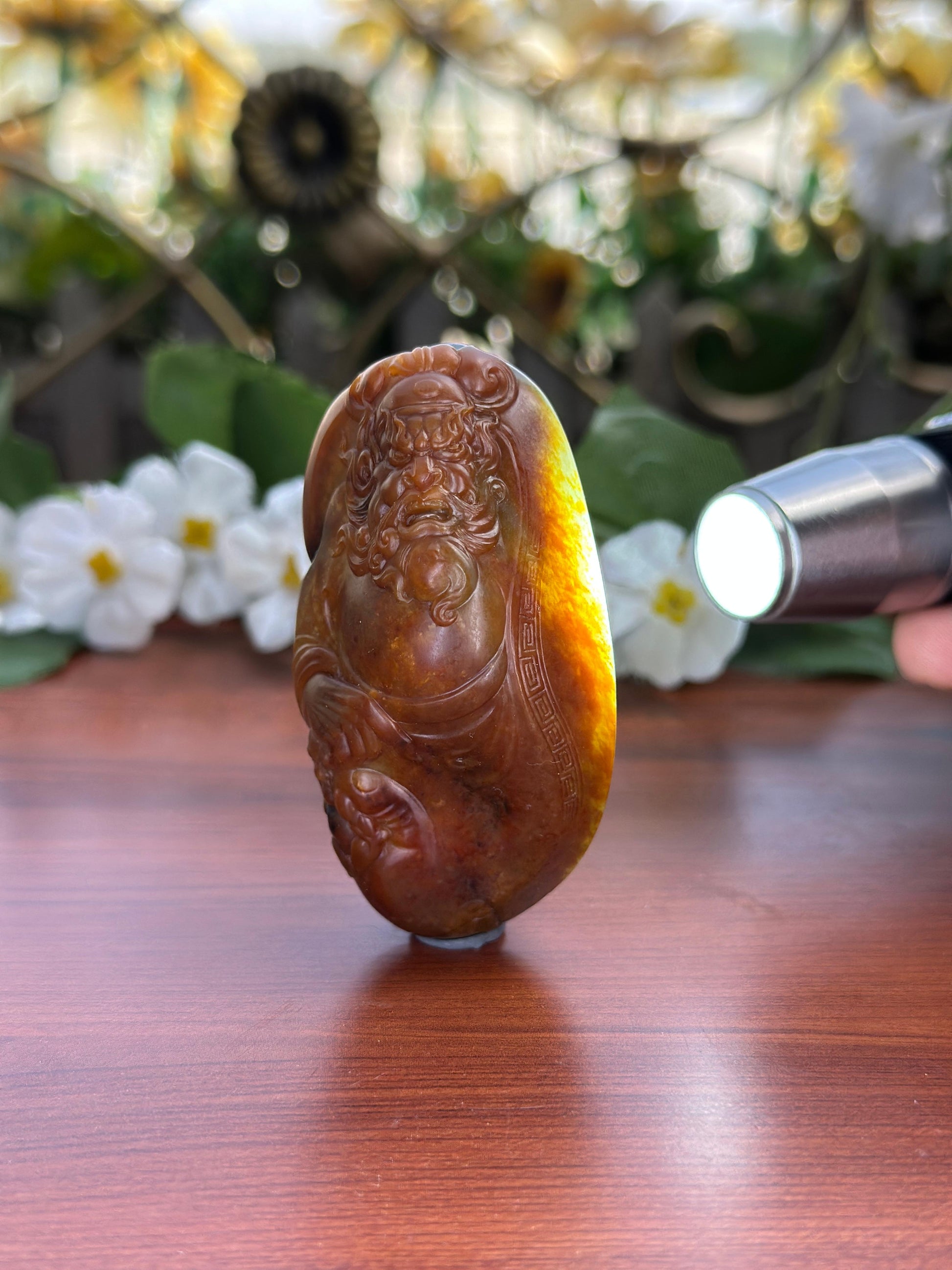 新疆和田玉精品红沁籽料钟馗挂件（yc708002）