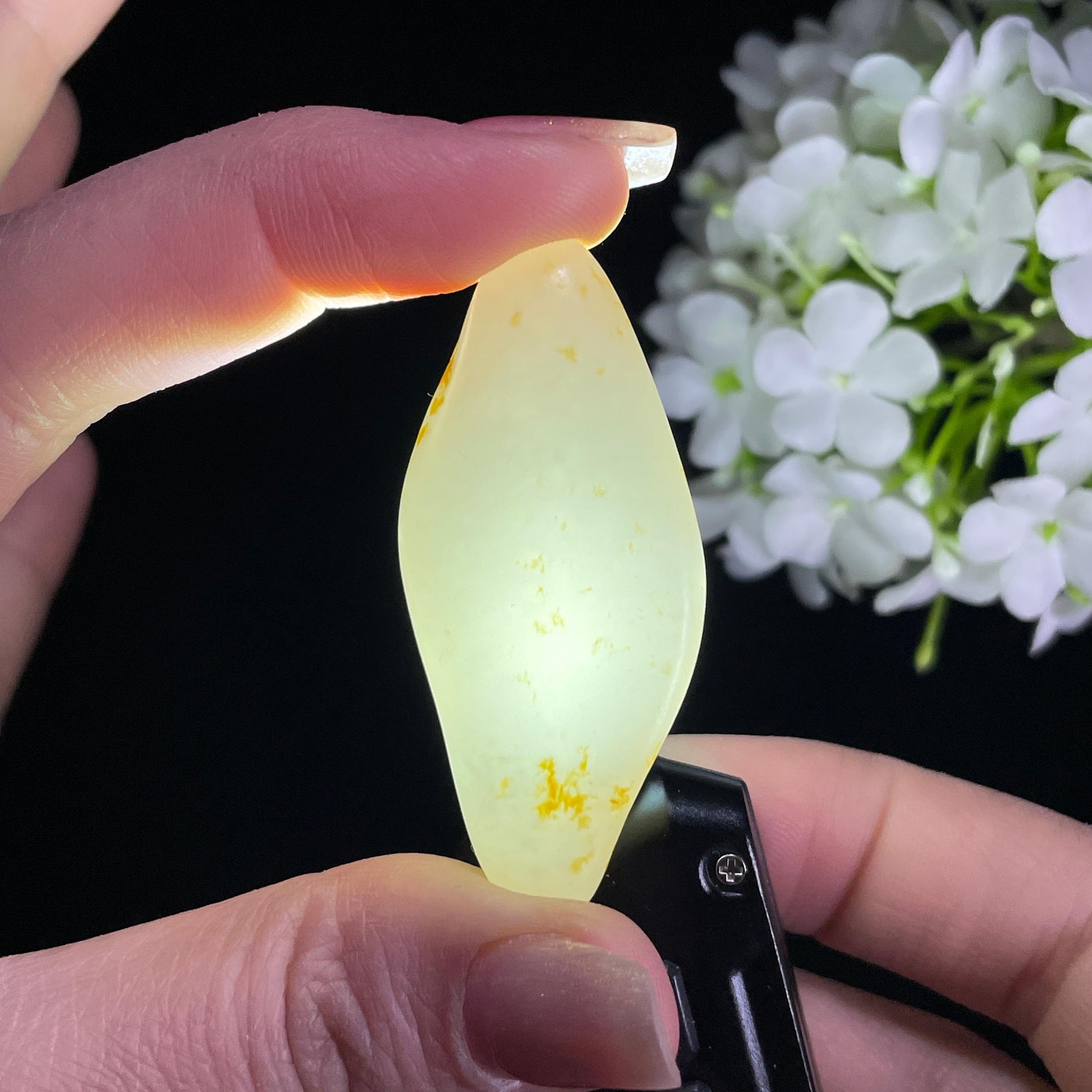 和田玉白玉“金砂渡月”洒金皮籽料（yc363700）