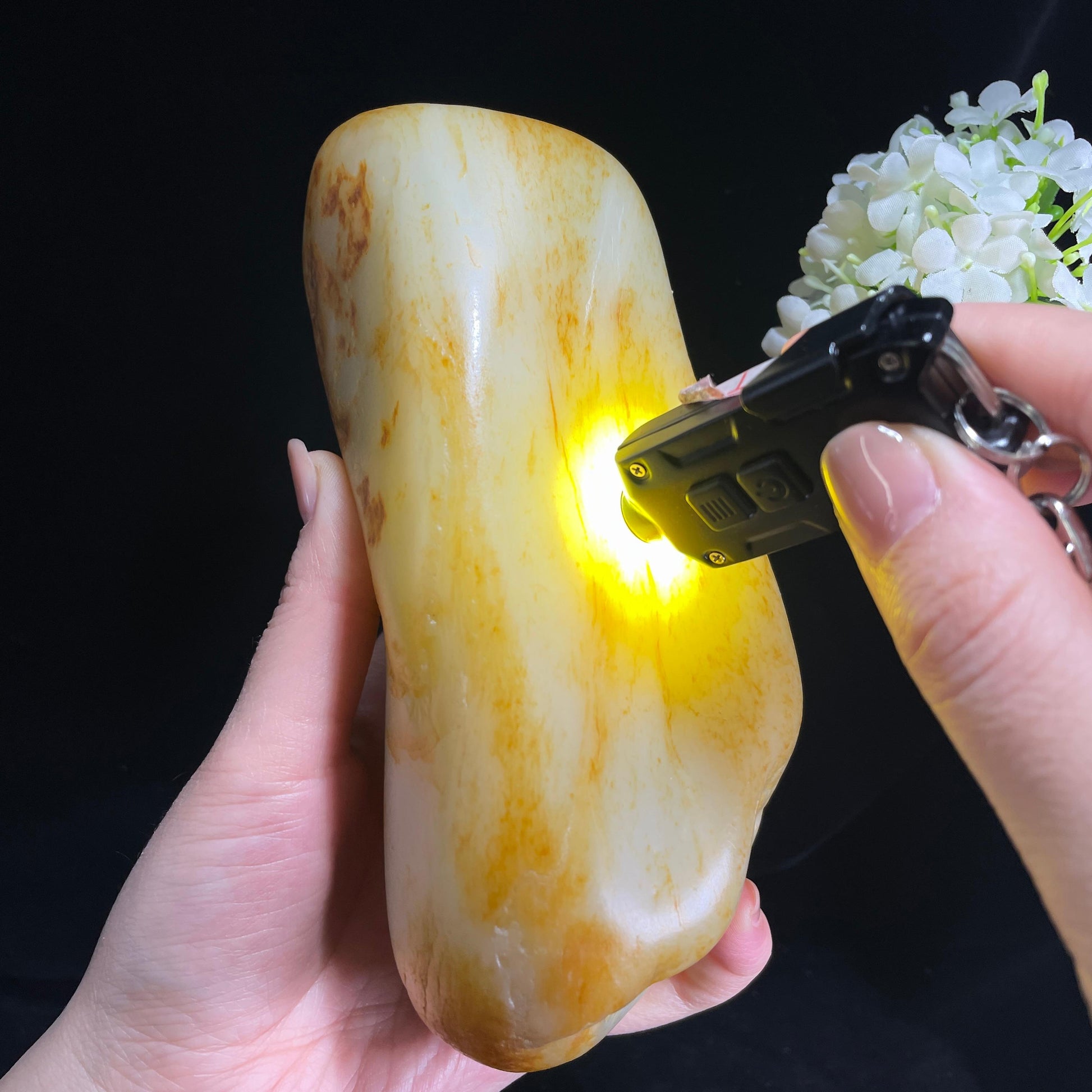 和田玉白玉“长河落日”洒金皮籽料（yc379000）