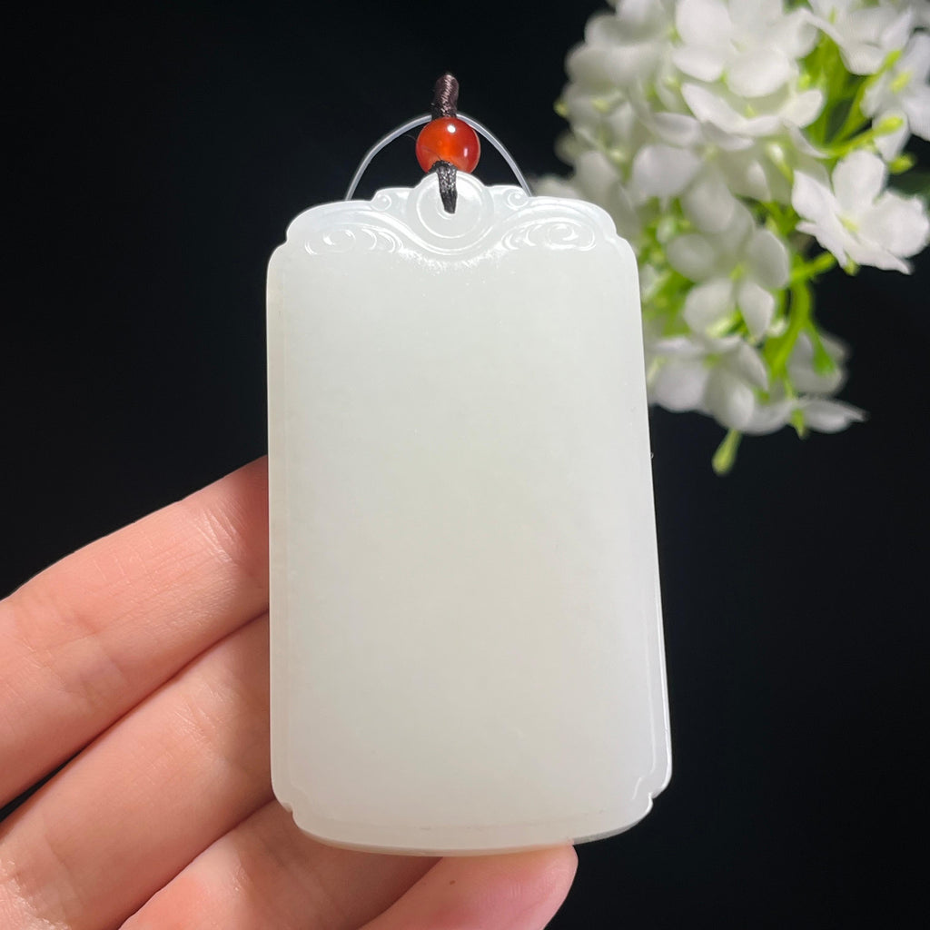 新疆天然和田玉白玉平安无事牌（yc342611）