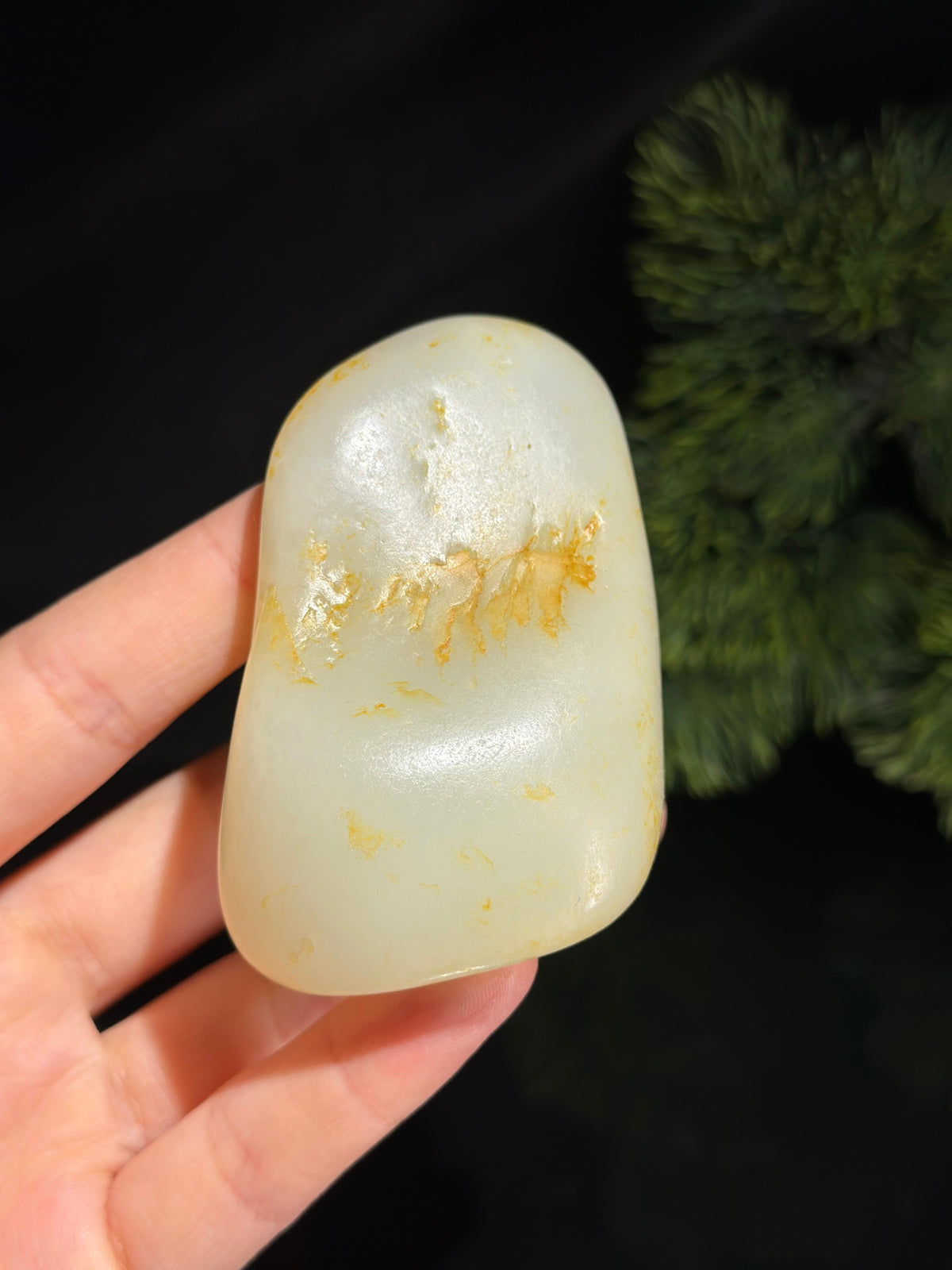 新疆和田玉白玉洒金品珍品籽料手把件（yc536506）