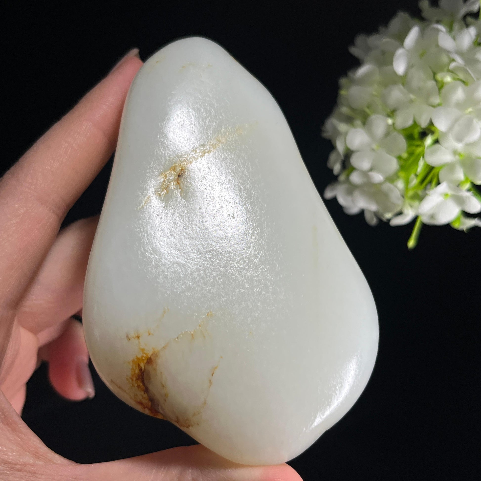 和田玉白玉“寒波照月”洒金皮籽料（yc353898）