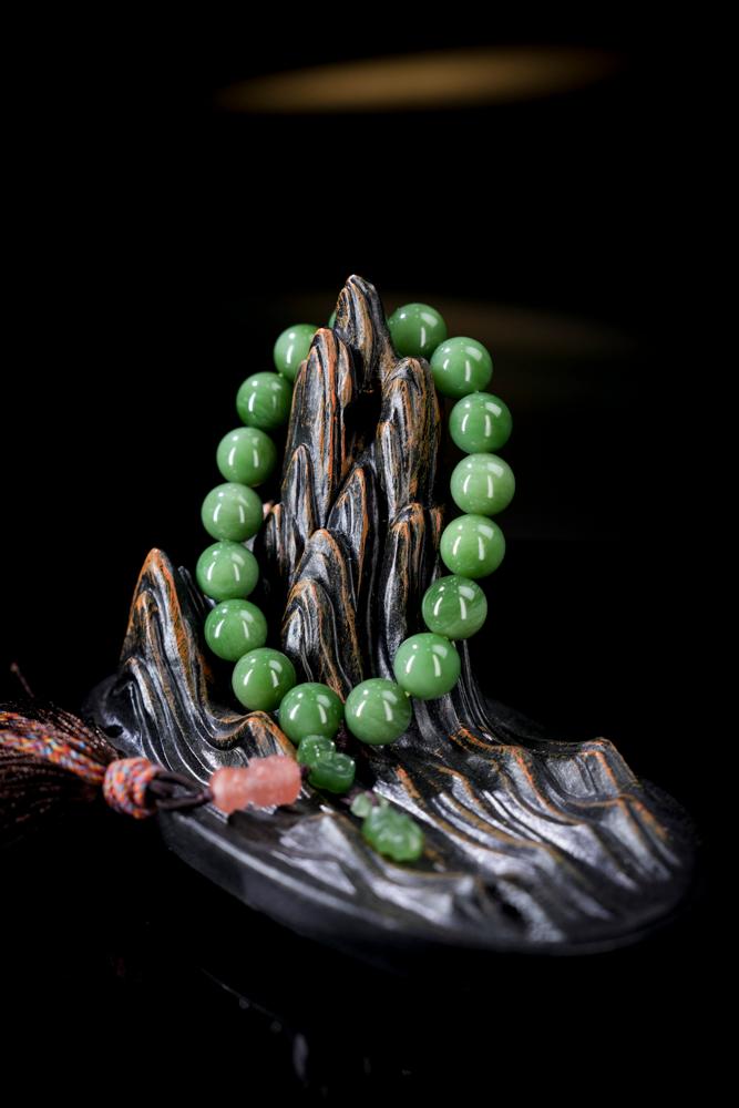 和田玉碧玉手串（卡12）（yc253302）