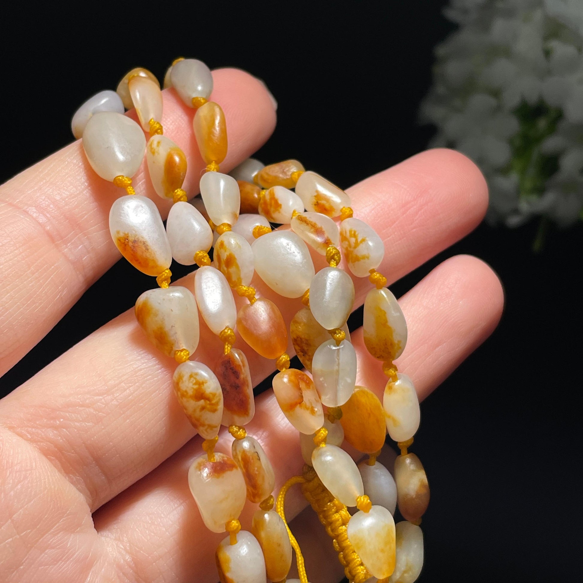 新疆天然和田玉红皮白肉原籽项链（yc355859）