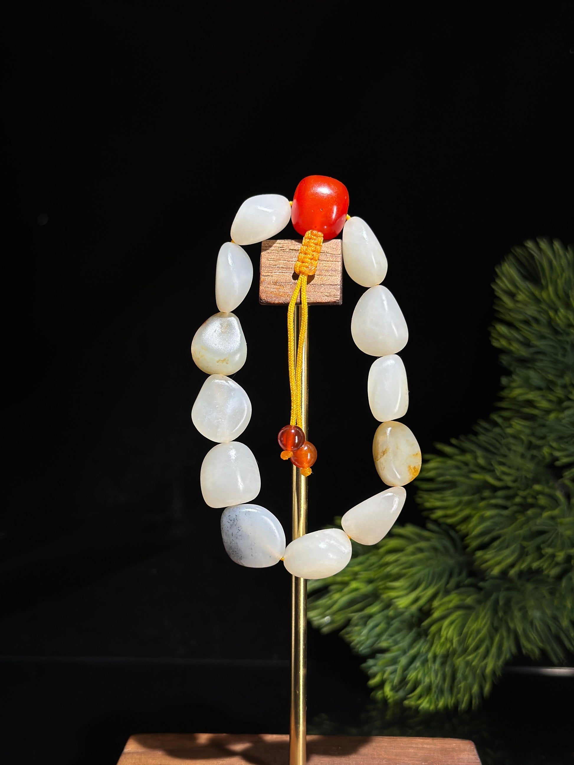 新疆和田玉白玉青白玉青花原籽手串（12颗）（yc506344）