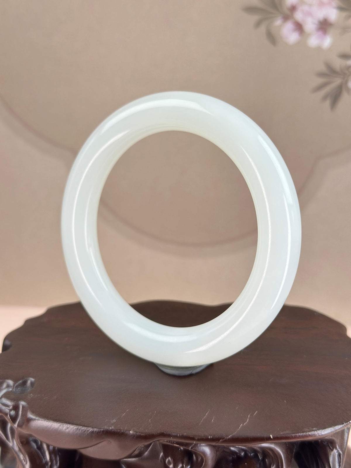 珍品和田玉白玉圆条镯（卡59）（yc752055）