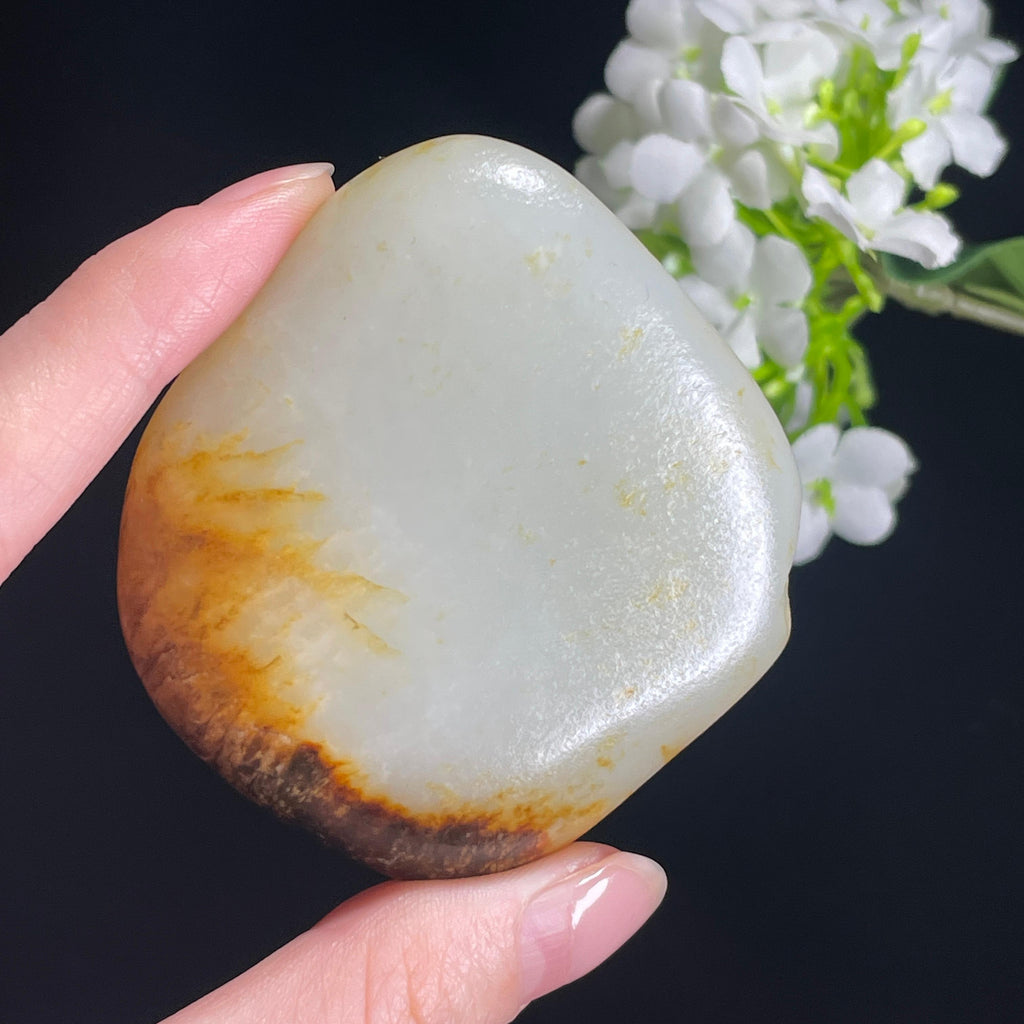 和田玉白玉“星河玉台”洒金黑红皮籽料（yc316504）