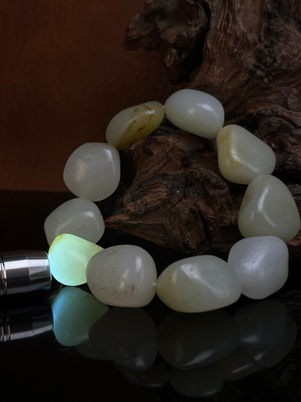 新疆和田玉白玉籽料原石手串洒金皮原籽原皮（yc229213）