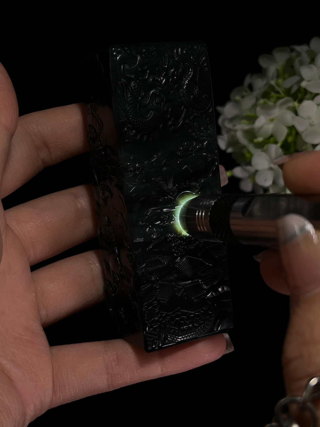 和田玉青花山水印章（yc244630）