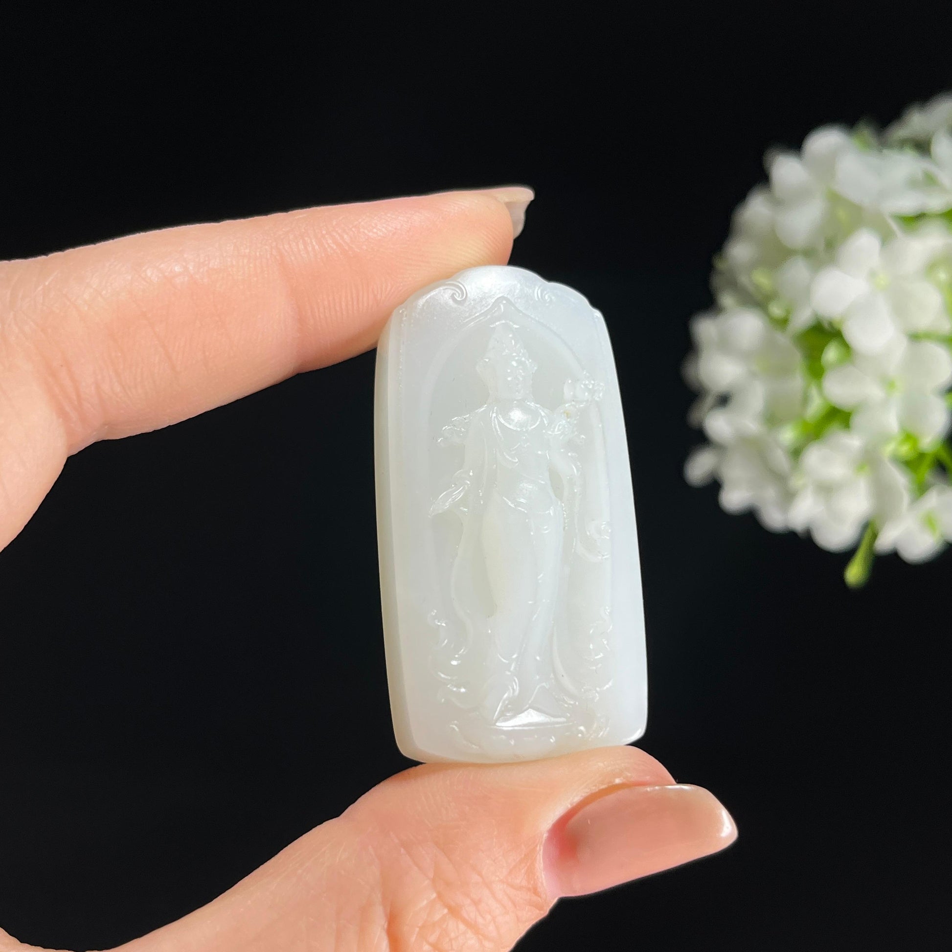 s，和田玉白玉观音雕刻挂件（yc379827）