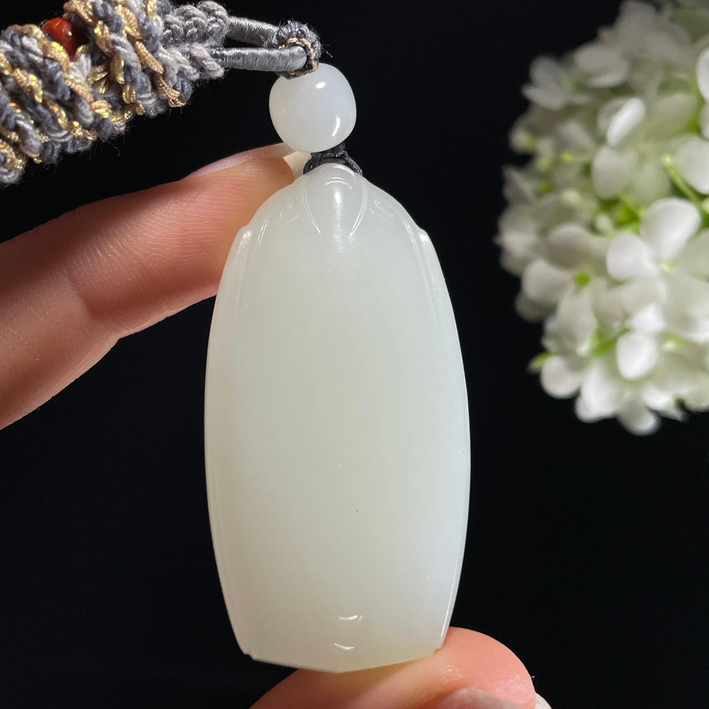 和田玉羊脂白玉“月白风清”籽料无事牌（yc327464）