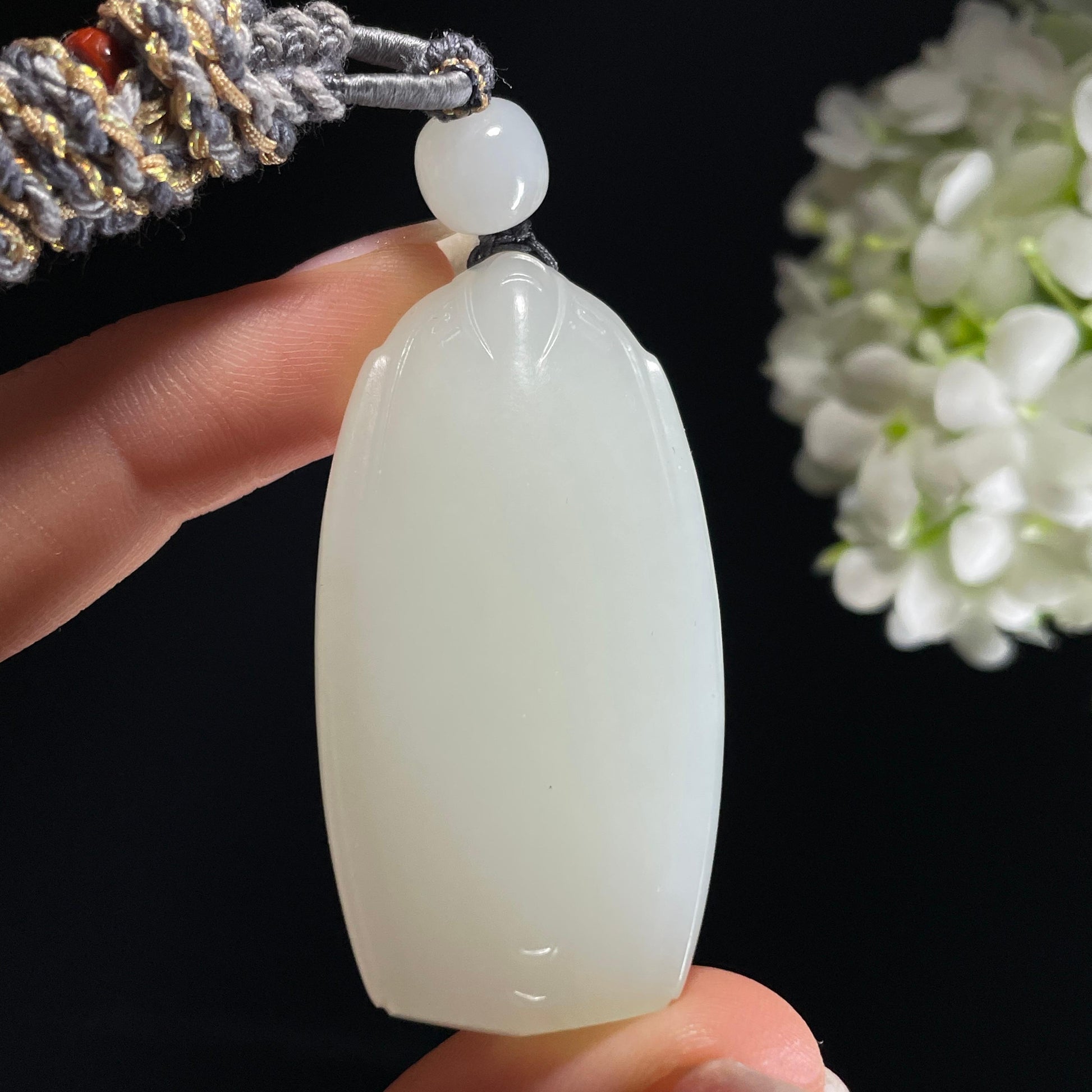 和田玉羊脂白玉“月白风清”籽料无事牌（yc327464）