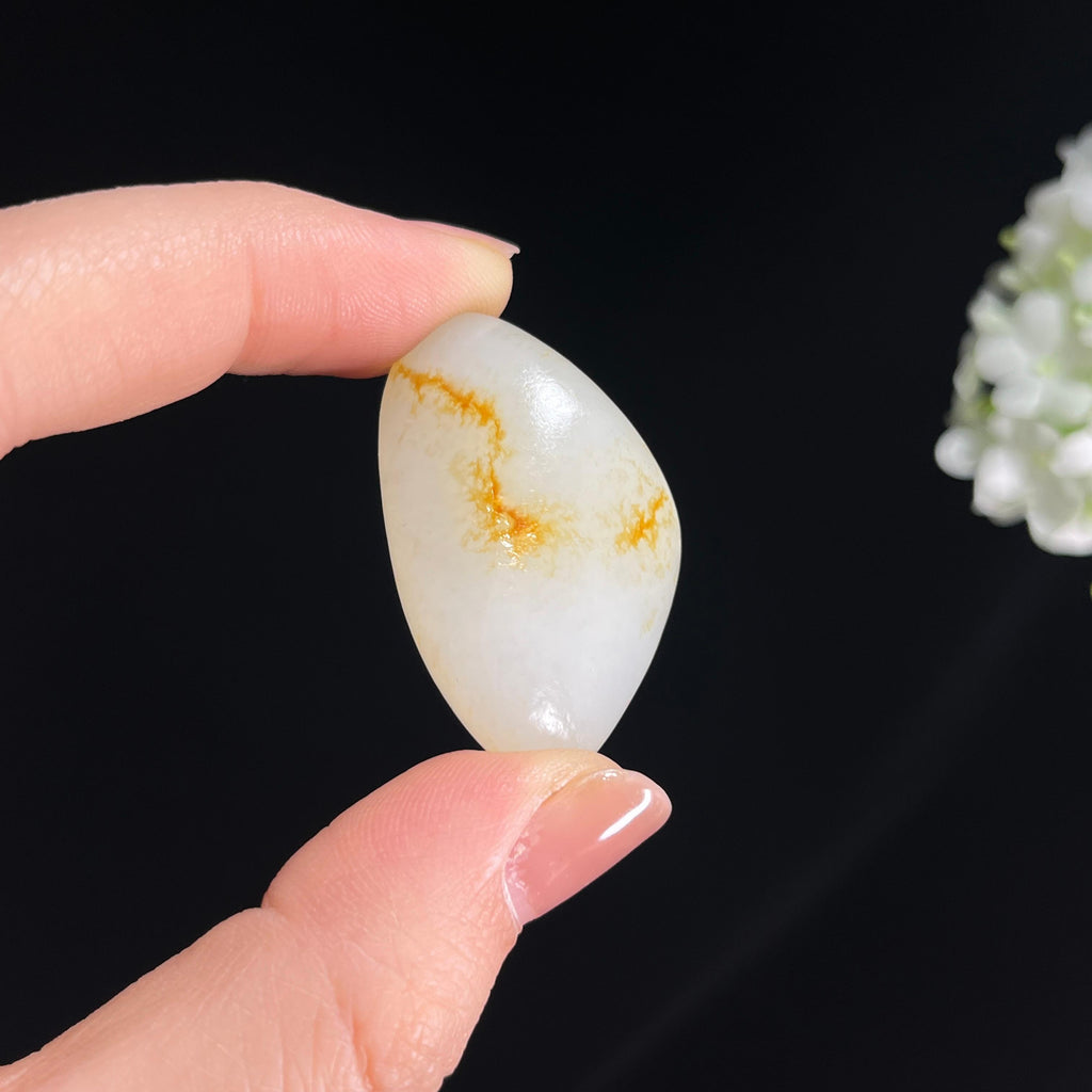 和田玉一级白玉洒金皮“金痕沁玉”籽料原石（yc286958）