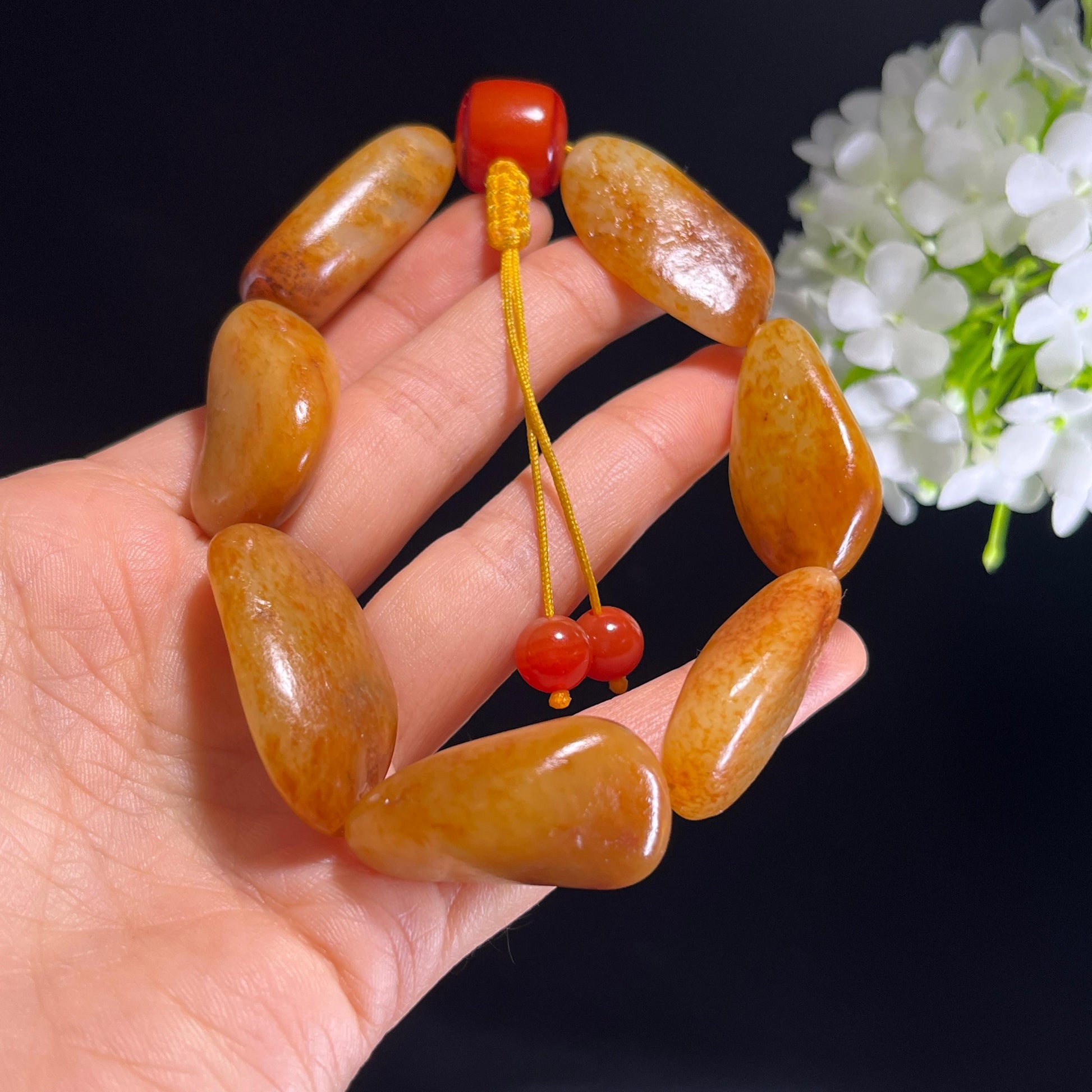 和田玉黄沁籽料原籽手串（yc329133）