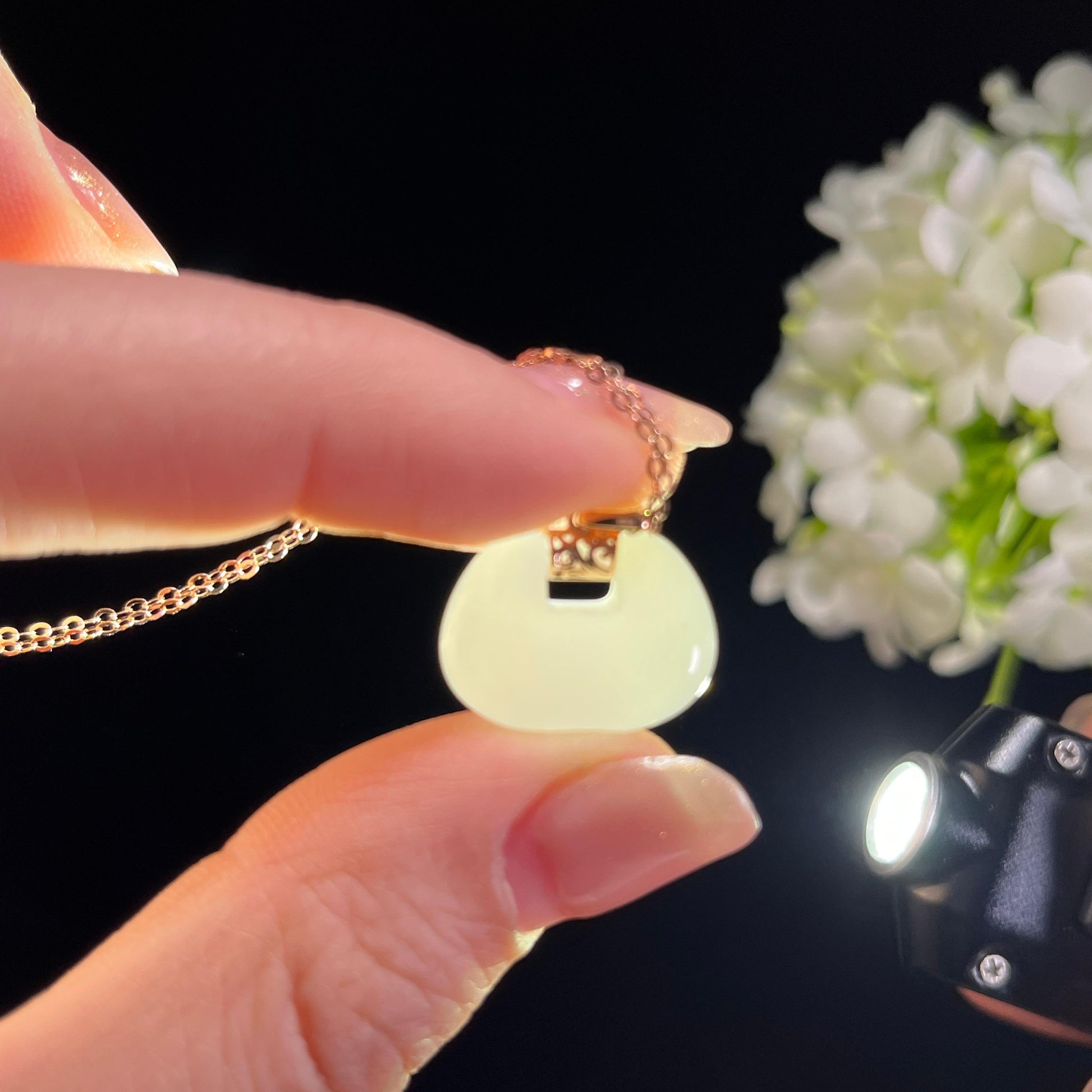 新疆天然和田玉羊脂白玉18K金镶平安锁（yc351496）