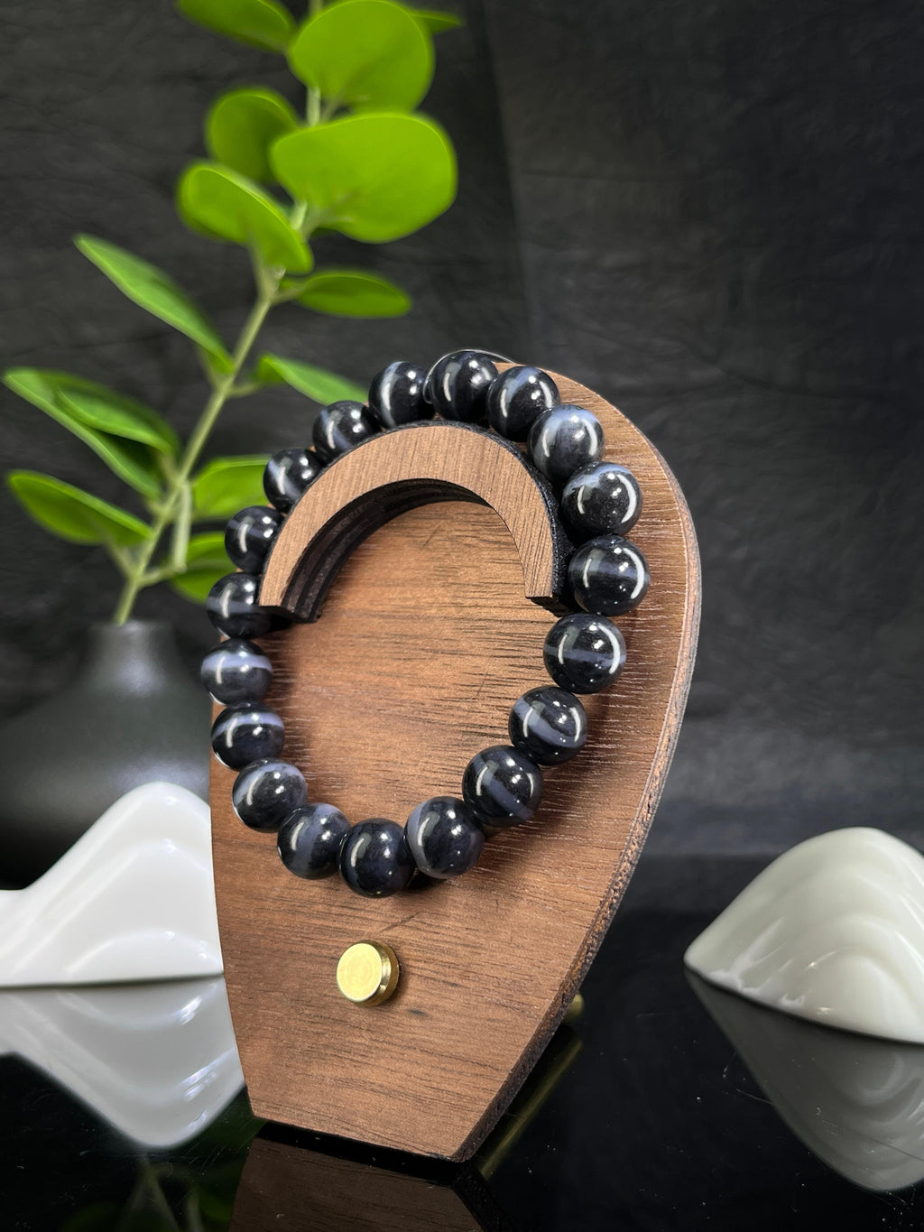 和田玉青花籽料一线天手串（10卡）（yc231985）