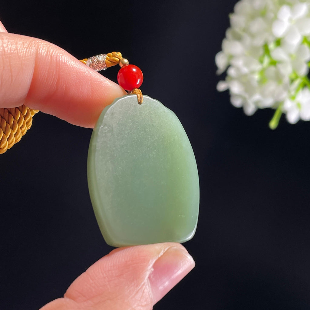 和田玉碧玉出水芙蓉雕刻挂件（yc433310）