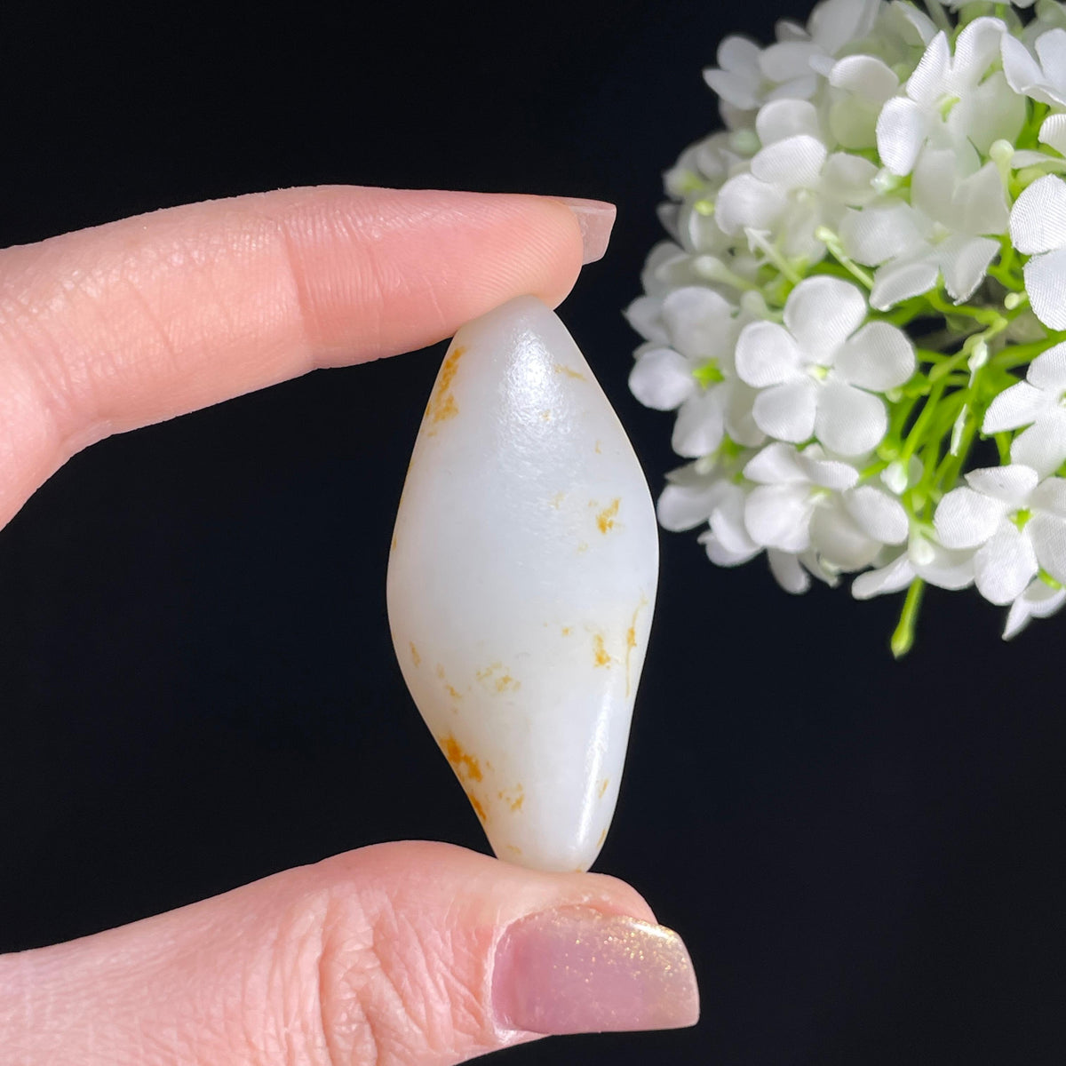 和田玉白玉“金砂渡月”洒金皮籽料（yc363700）