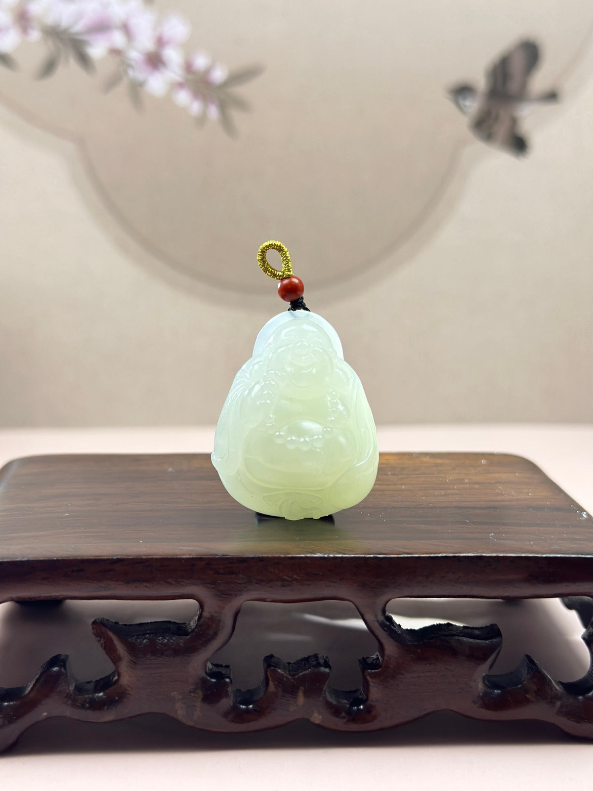 精品新疆和田玉白玉籽料弥勒佛挂件（yc766529）