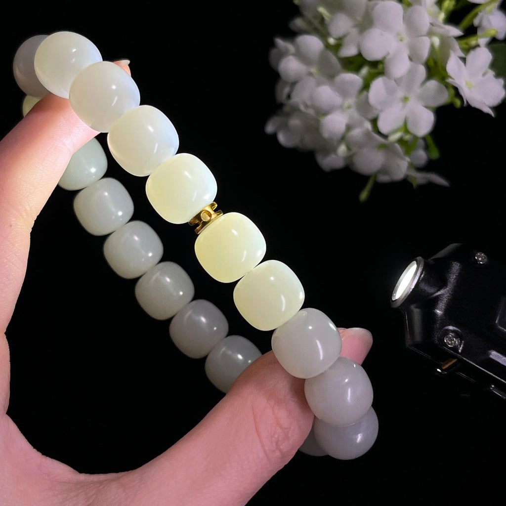 和田玉白玉“月珠清辉”籽料手串（yc300968）