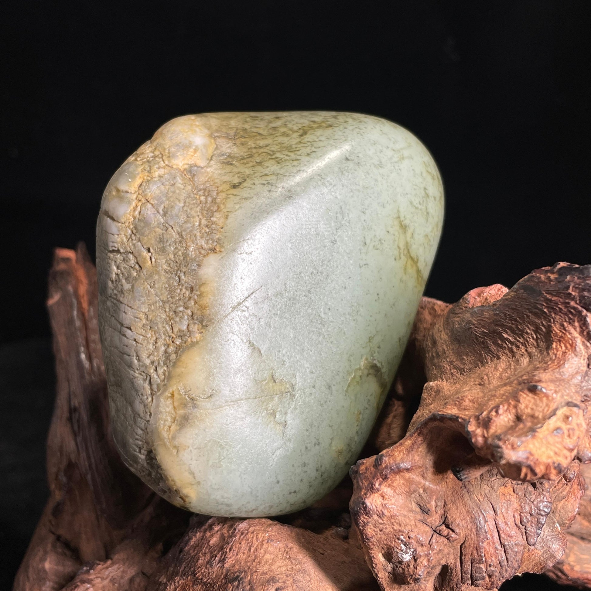 新疆天然和田玉“苍烟落照”油库皮籽料（yc408705）