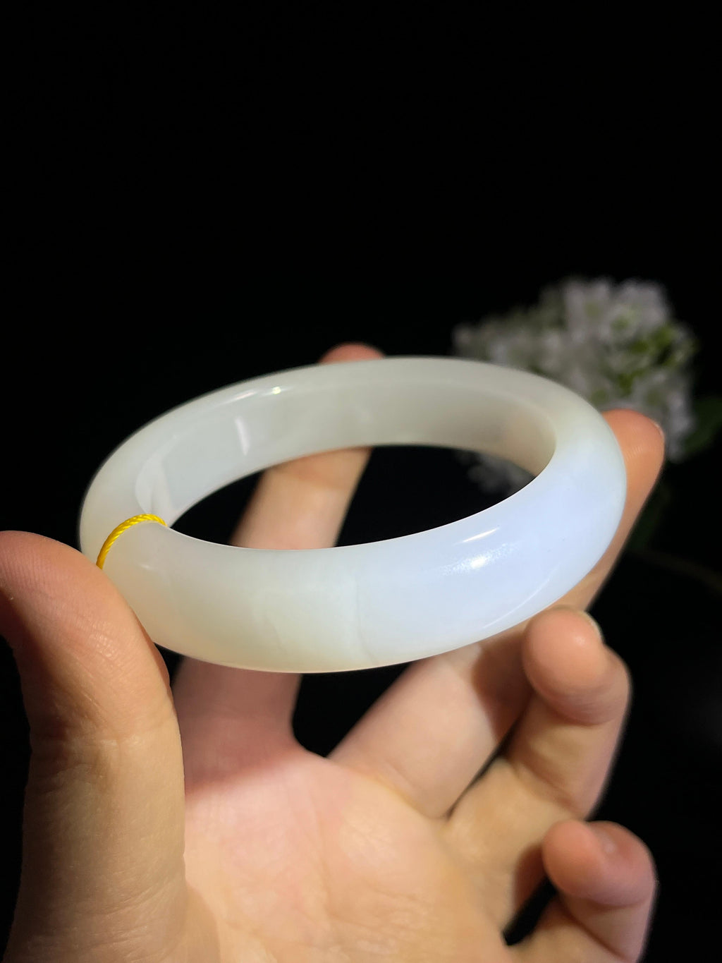 和田玉白玉粗条手镯（卡52 和卡61两个）（yc254771）