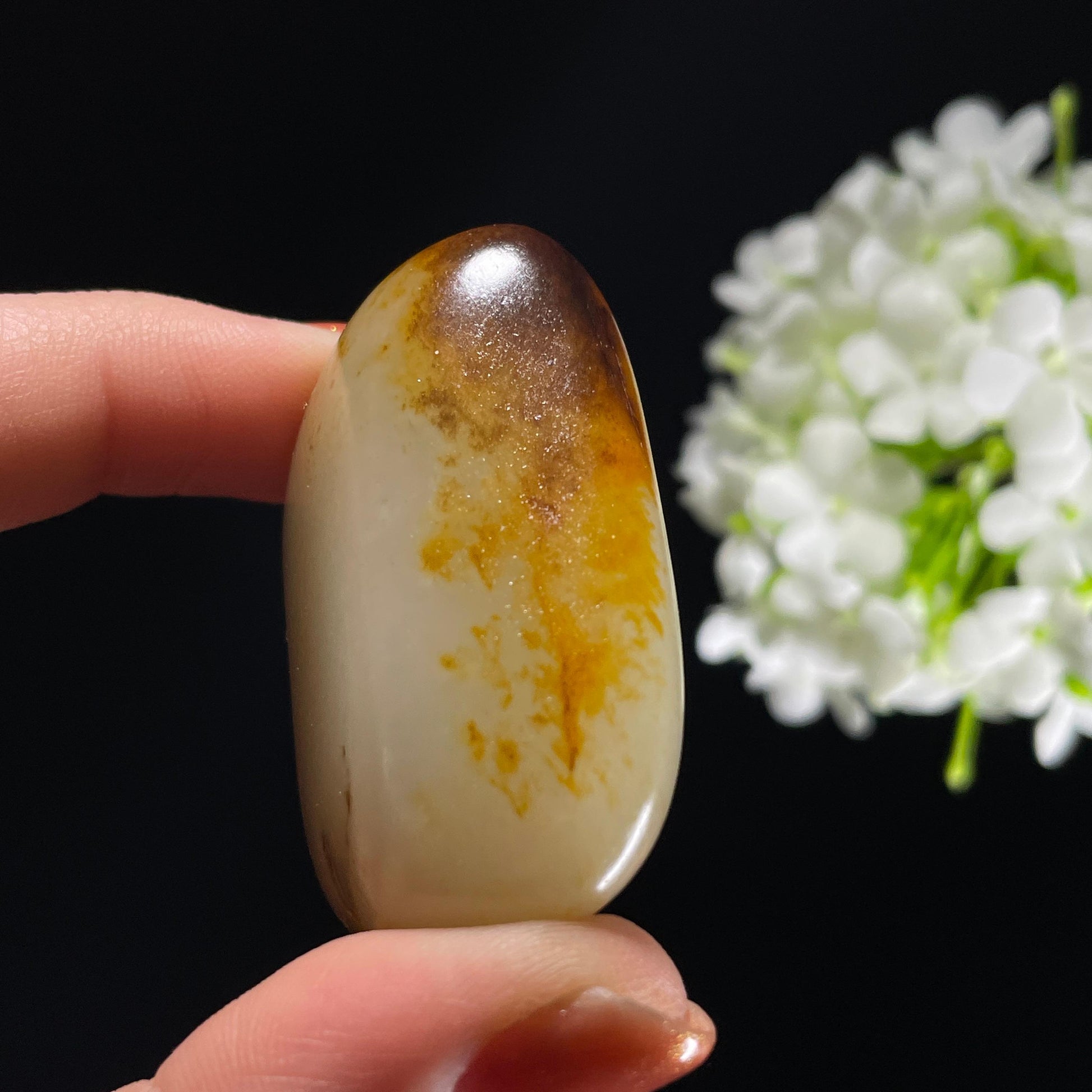 和田玉青白玉“黄金陨石”聚黄皮籽料（yc318171）