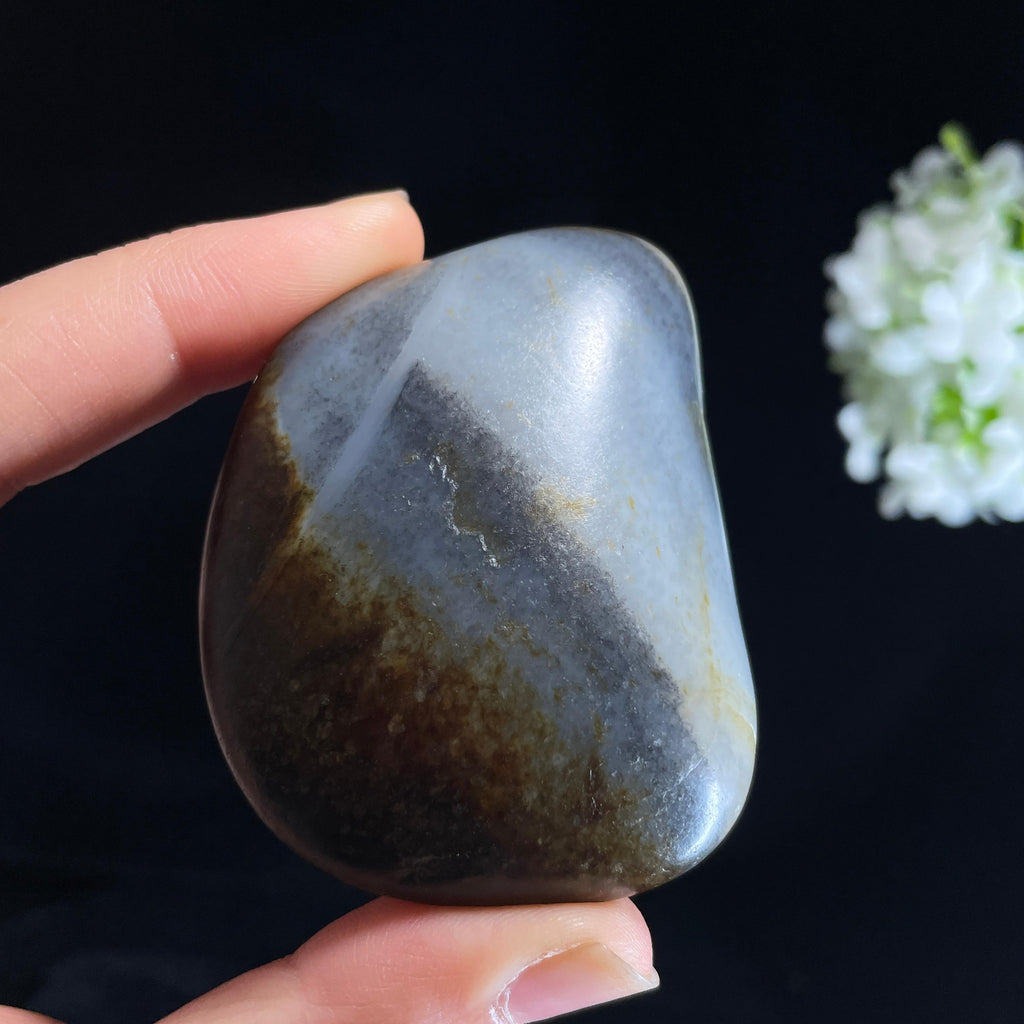 新疆和田玉“玄岭含霜”青花洒金皮籽料（yc442716）