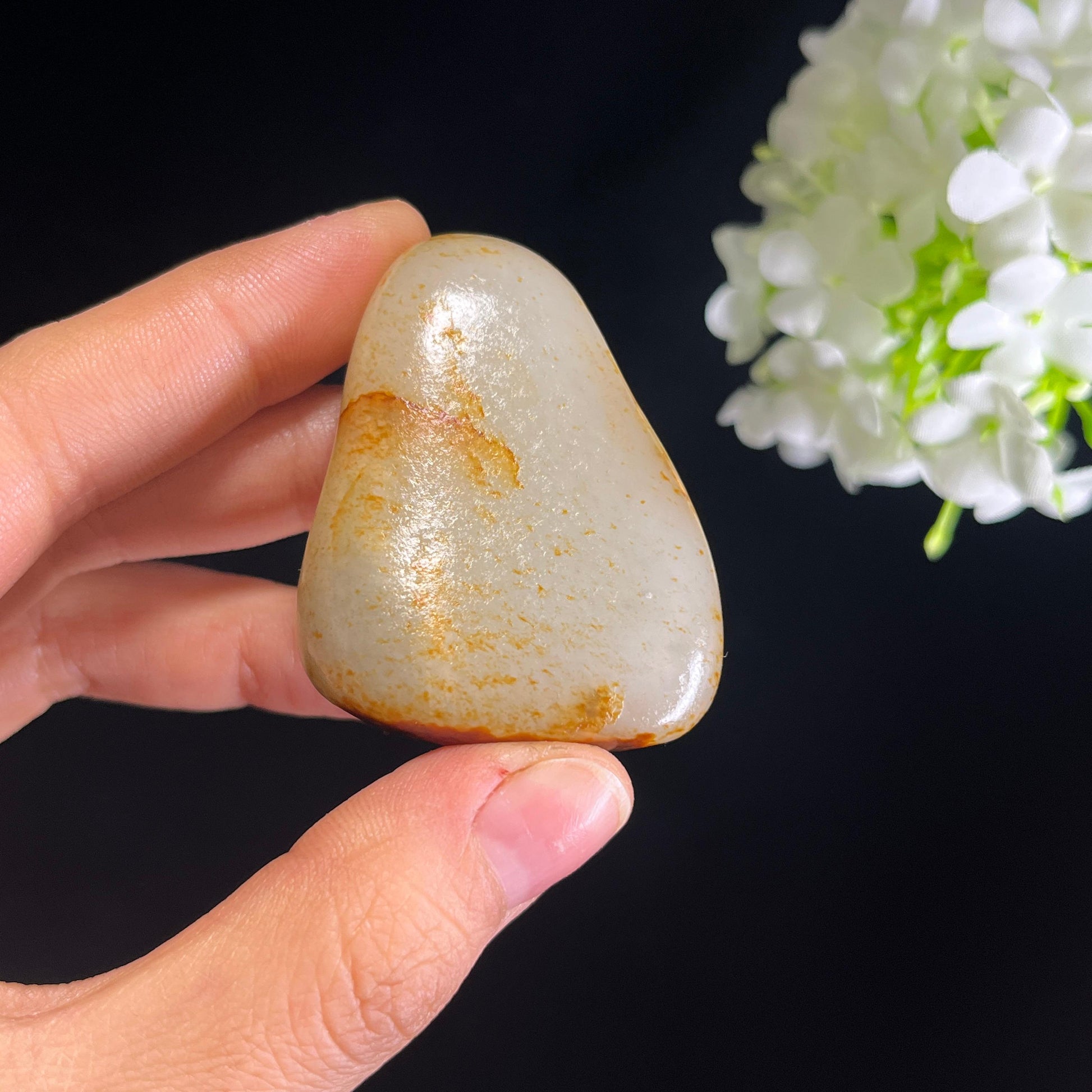 和田玉白玉“梅枝疏影”洒金聚红皮籽料（yc349677）