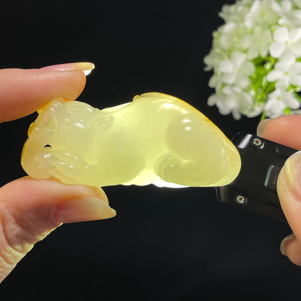 和田玉白玉红皮洒金皮“锦貅聚财”籽料貔貅雕刻（yc355893）