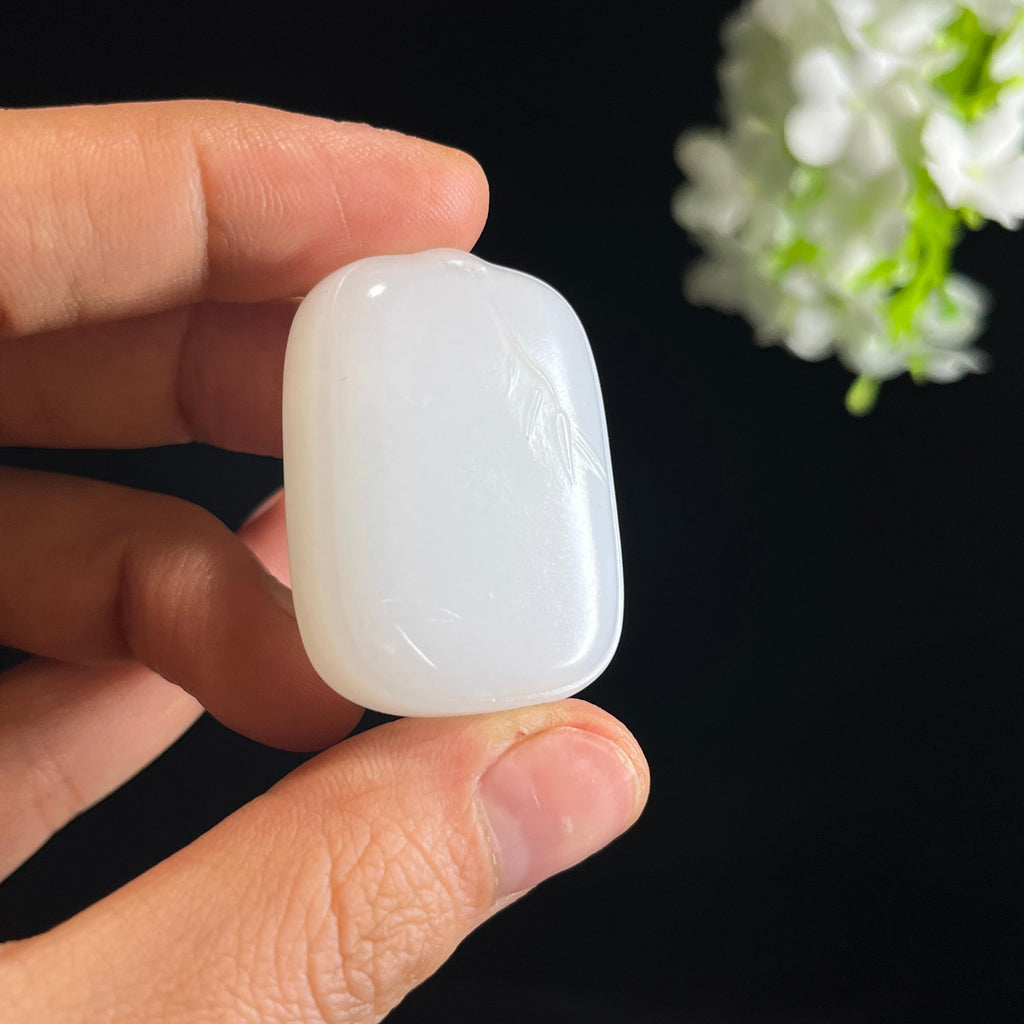 新疆天然羊脂白玉弥勒佛雕刻挂件（yc349427）