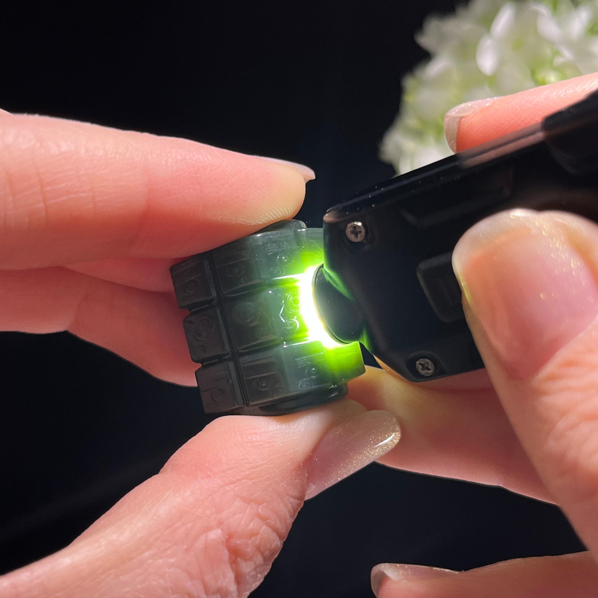 新疆天然和田玉沙枣青玉琮雕刻挂件（yc353810）