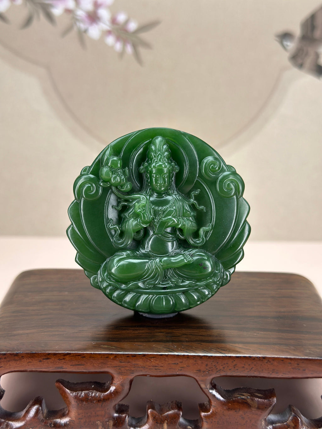 珍品和田玉碧玉双面圆牌挂件（yc767559）