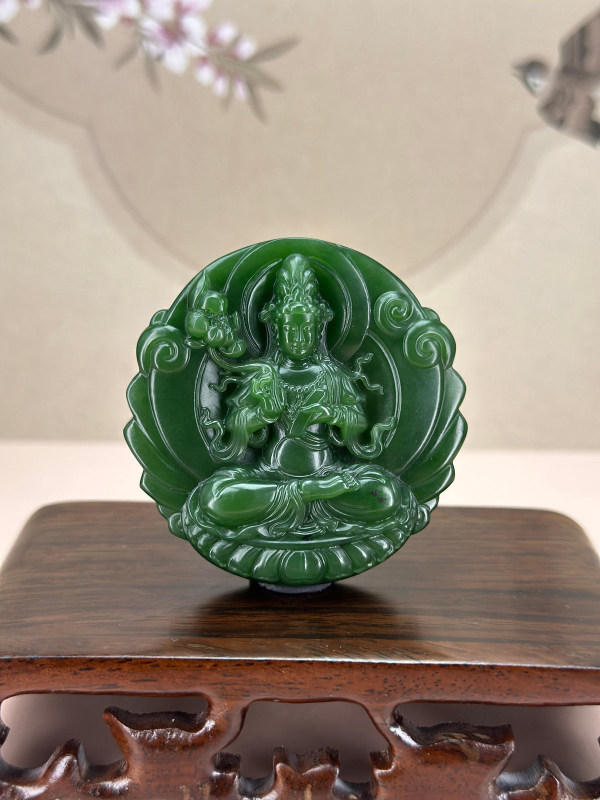 珍品和田玉碧玉双面圆牌挂件（yc767559）