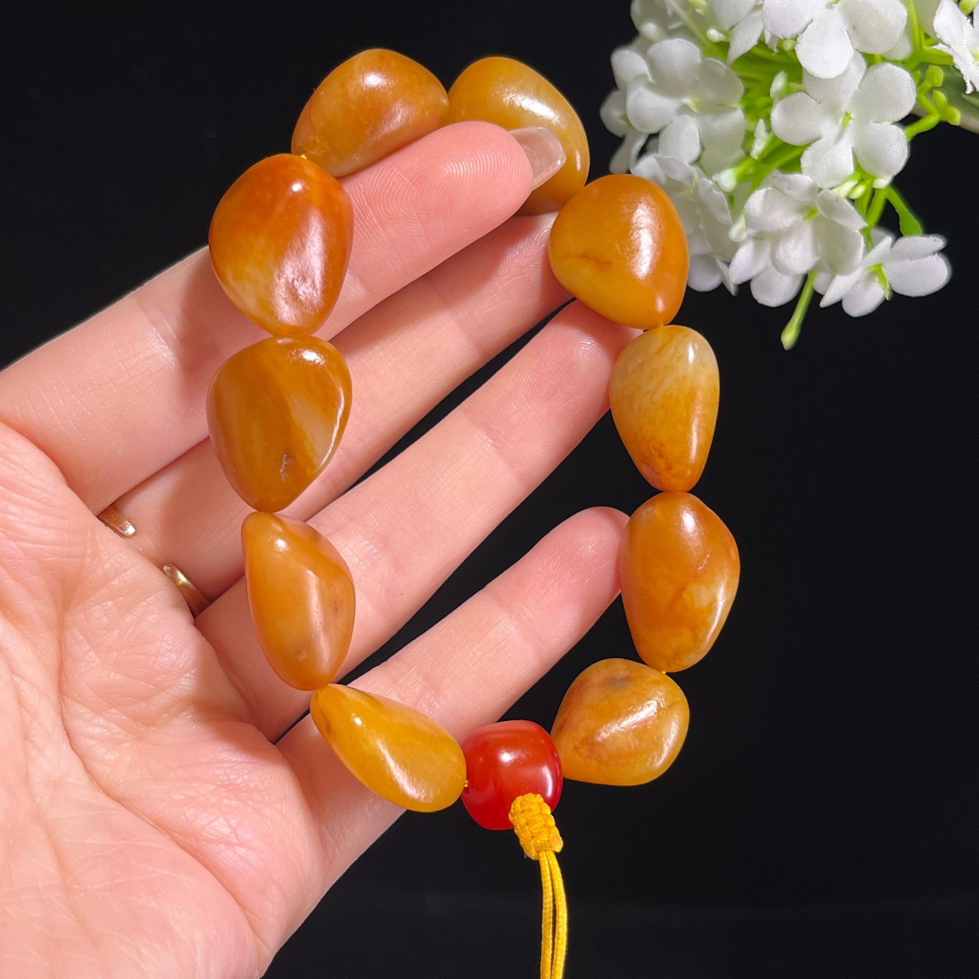 和田玉红沁精品原籽手串（yc381707）