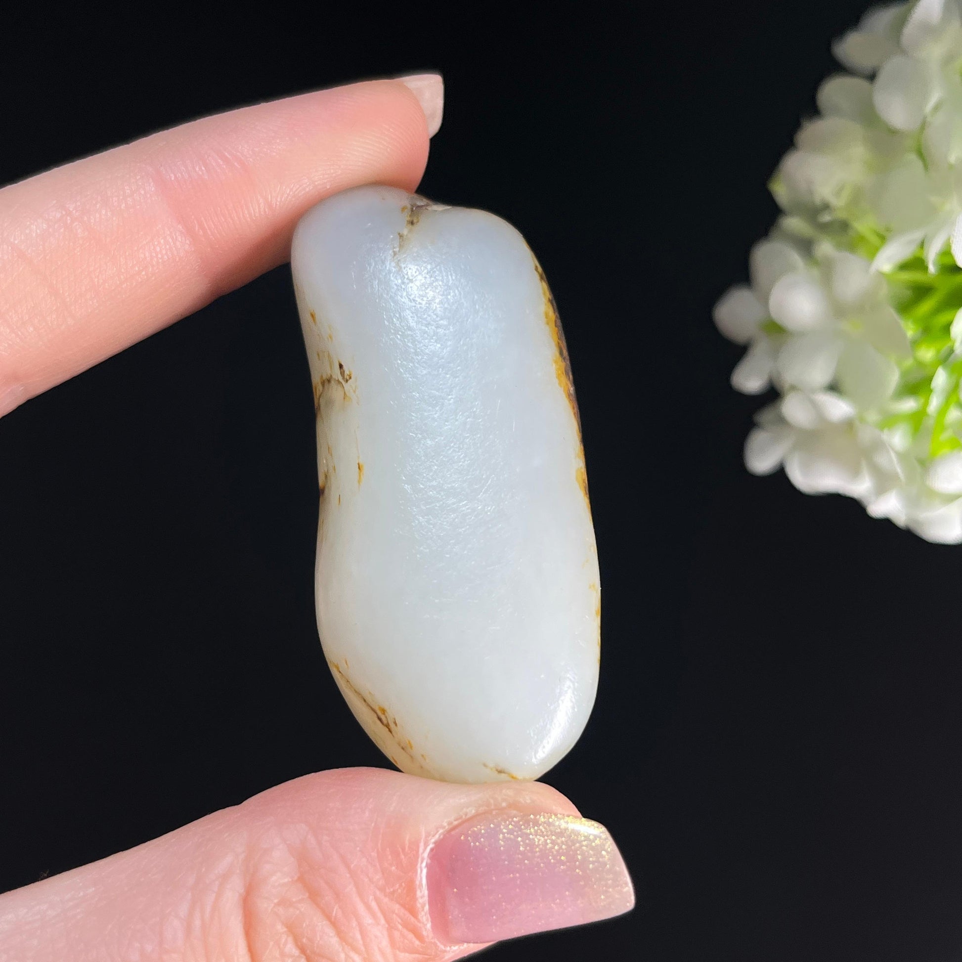 和田玉白玉“秋光褐衣”洒金皮聚黑皮籽料（yc361303）