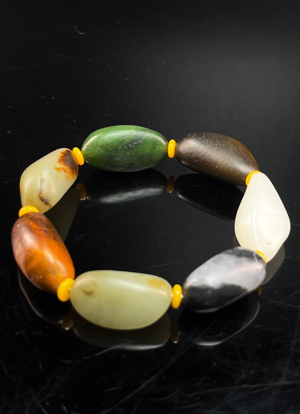 新疆和田玉籽料原石多宝手串（yc235690）