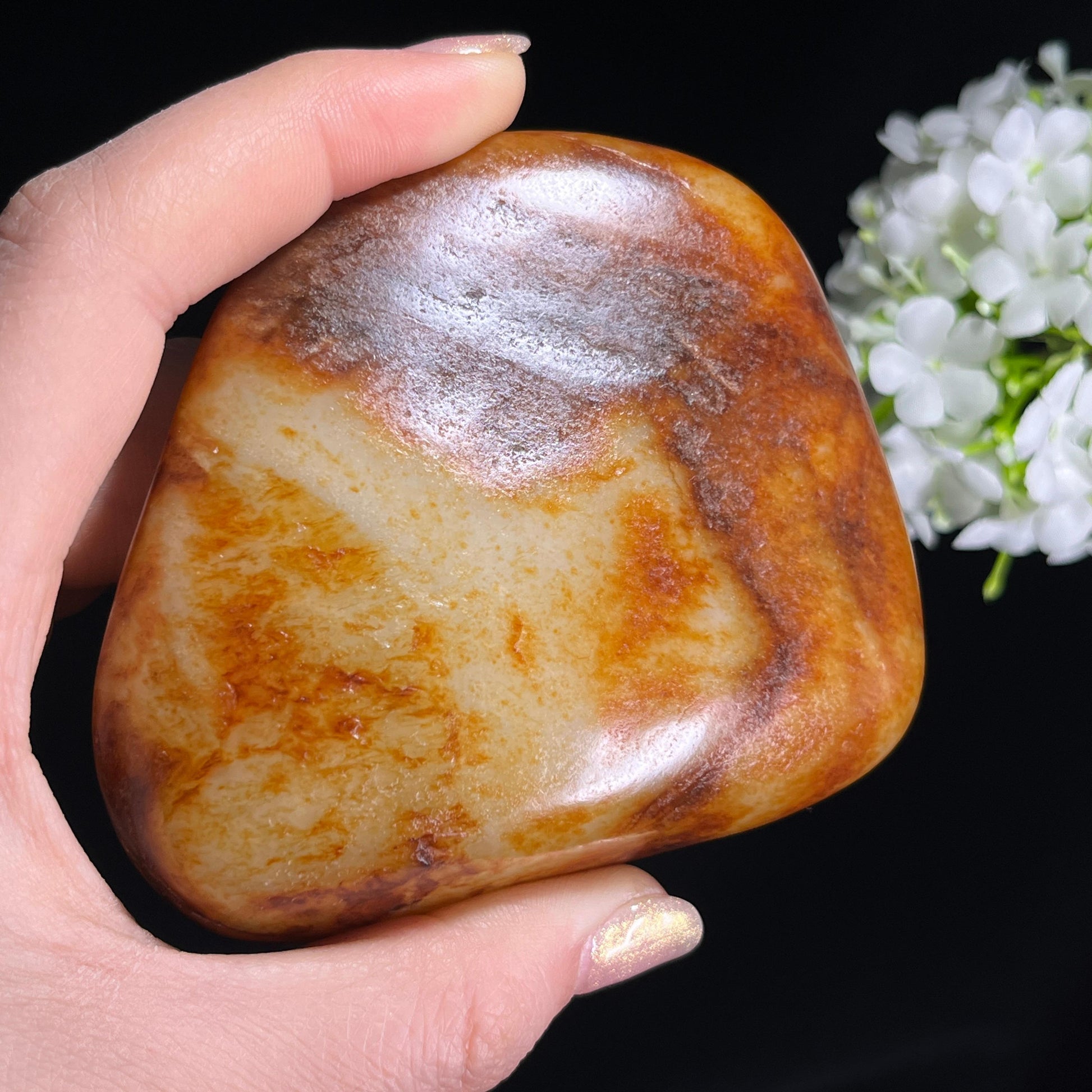 和田玉意境白玉洒金黑红皮“玉漠沙痕”籽料原石（yc297021）