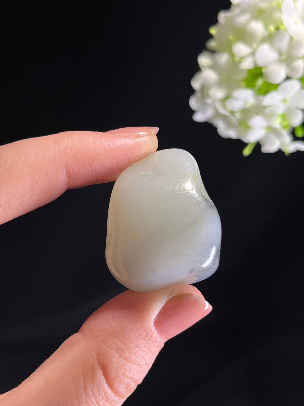 新疆天然和田玉“素白叠墨”青花籽料原石（yc277047）