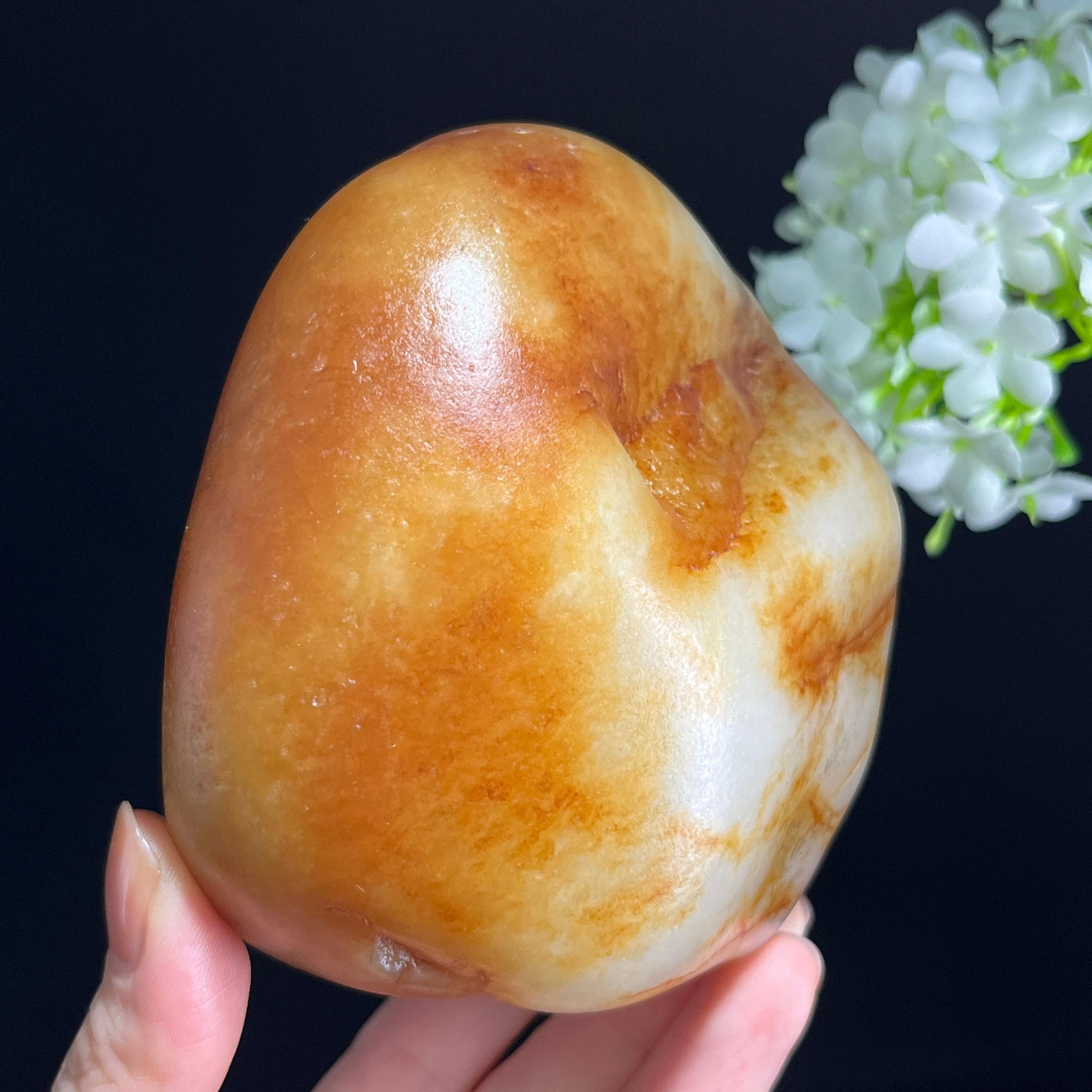 和田玉白玉“金缕缠素”通体洒金皮籽料（yc343297）