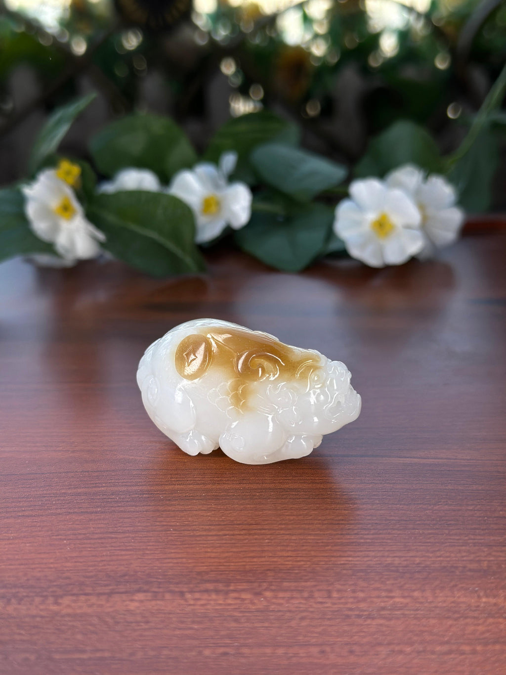 和田玉糖白貔貅挂件（yc707352）