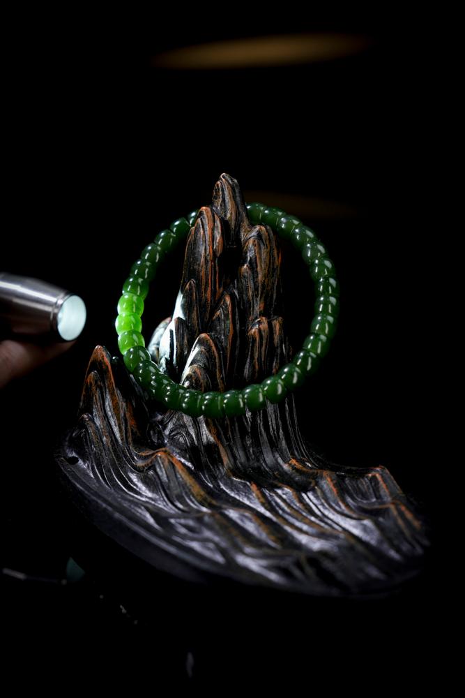 和田玉碧玉手串（卡5.5）（yc253304）