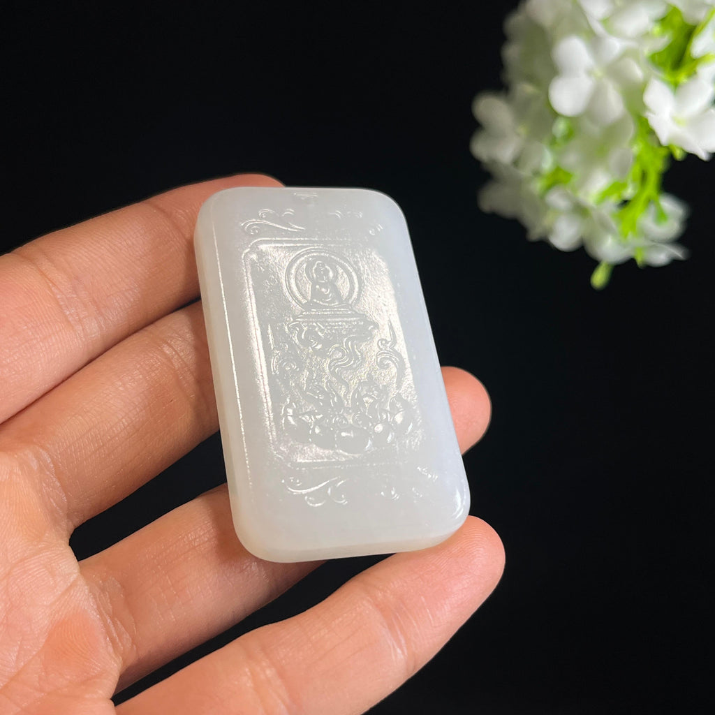 和田玉白玉“梵音袅袅”观音雕刻挂件（yc349464）