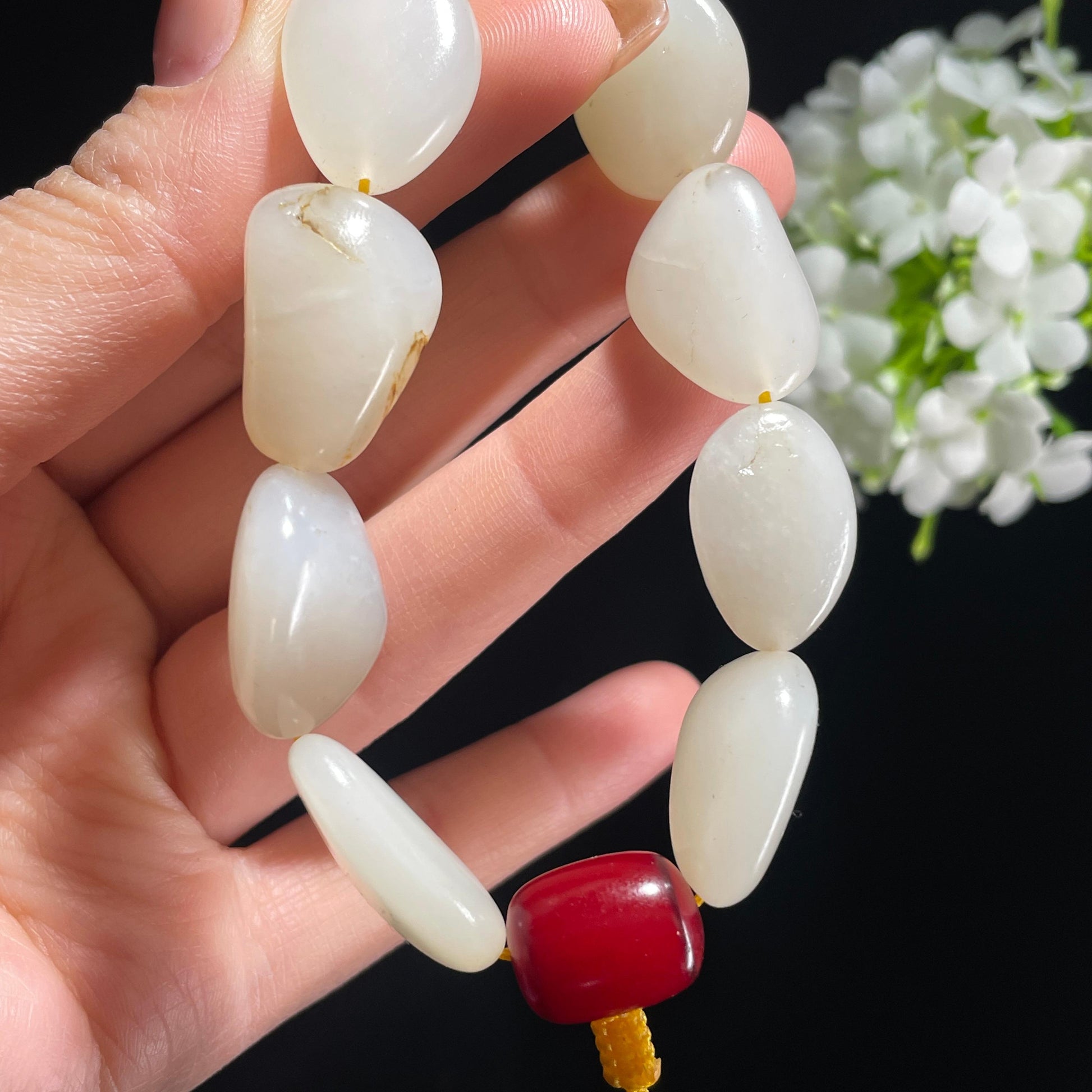 新疆天然和田玉原籽手串（yc381929）