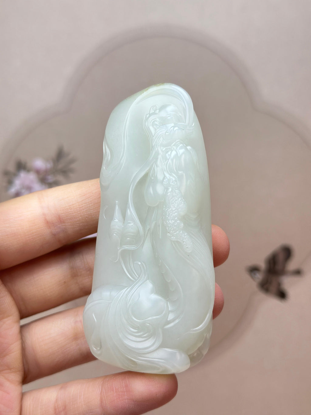 臻品新疆和田玉白玉籽料龙挂件（yc765478）