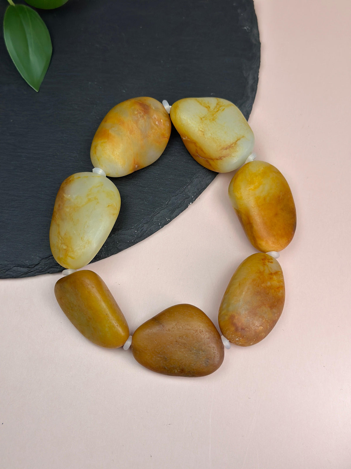 新疆和田玉精品洒金皮黄沁原籽手串（7颗）（yc750269）