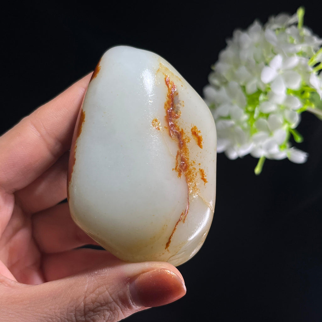 和田玉白玉“丹砂落月”聚红皮籽料（yc392607）