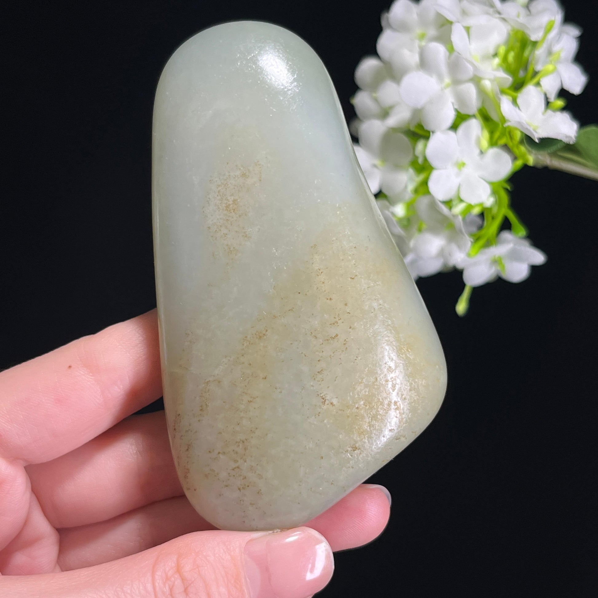 和田玉青白种洒金皮“青岳留金”籽料原石（yc310865）